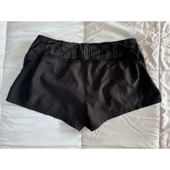 Nike Pro Fit Black Just Do It Running Shorts Women Size Medium, Drawstring - Picture 1 of 13